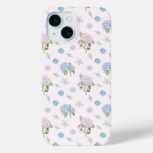 Simple Elegant Watercolor Hydrangea Flowers iPhone 15 Case