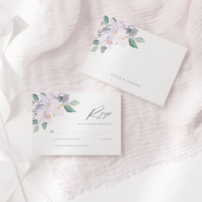 Simple Elegant Watercolor Orchids & Greenery RSVP Card (Creator Uploaded)