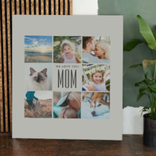 Simple Elegant   We love you mum Family Collage  Faux Canvas Print