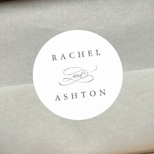 Simple Elegant Wedding  Classic Round Sticker