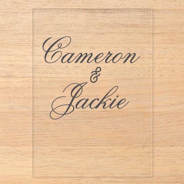 Simple elegant wedding couple name stylish calligr acrylic invitations (Front)