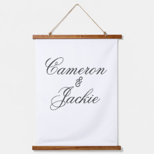 Simple elegant wedding couple name stylish calligr hanging tapestry