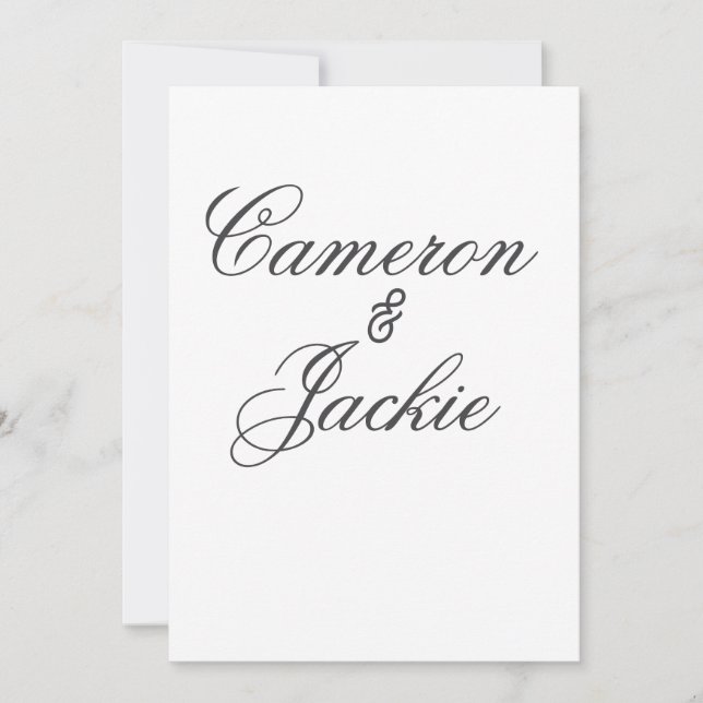 Simple elegant wedding couple name stylish calligr invitation (Front)