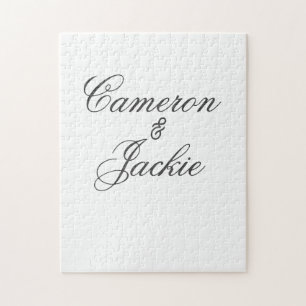 Simple elegant wedding couple name stylish calligr jigsaw puzzle