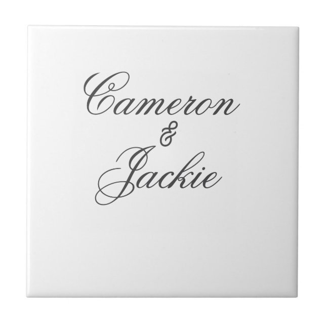 Simple elegant wedding couple name stylish calligr tile (Front)