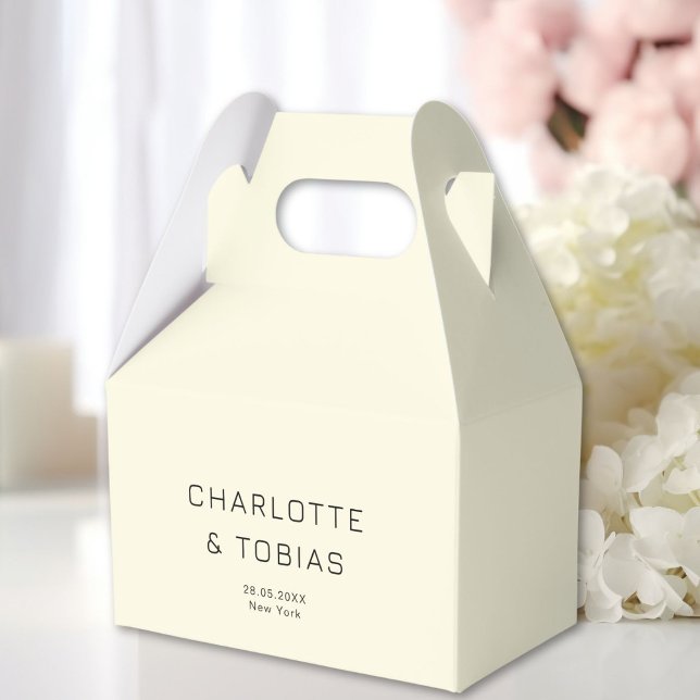 Simple, elegant wedding favour box (Simple, elegant wedding favor boxes with your name and date.)