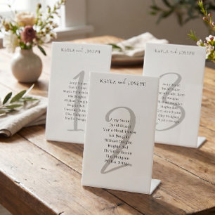 Simple Elegant Wedding Guest List Table Number 1 Pedestal Sign