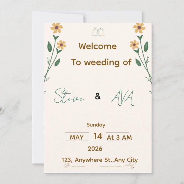 Simple Elegant Wedding Invitation (Front)