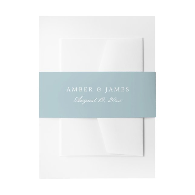 Simple Elegant Wedding Invitation | Smoky Blue Belly Band (Front Example)