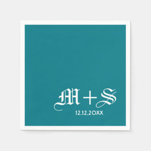 Simple Elegant Wedding Monograms Teal Napkin