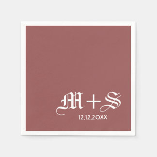 Simple Elegant Wedding Monograms Wine Red Napkin