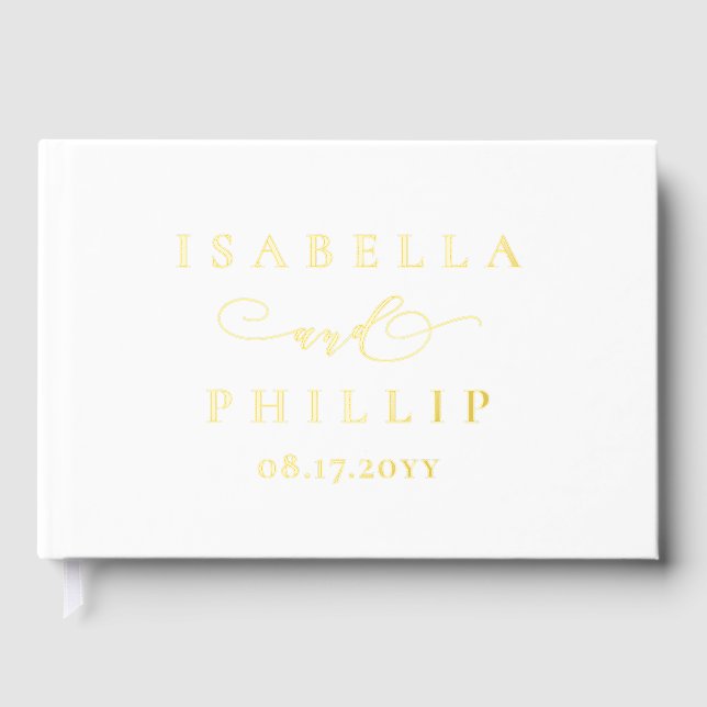 Simple elegant wedding names guest book (Front)