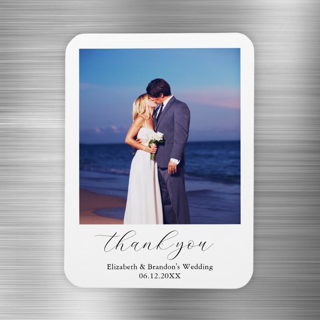 Simple Elegant Wedding Photo Thank You Magnet (Simple Elegant Wedding Photo Thank You Magnet
)