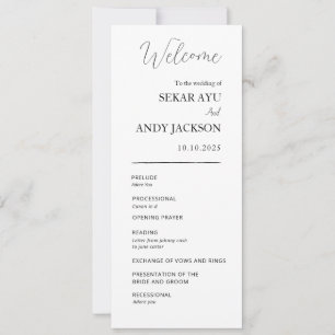 Simple elegant wedding program