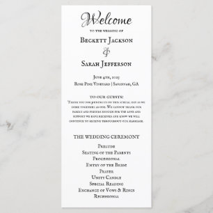 Simple Elegant Wedding Program  Programme