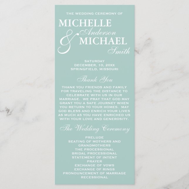 Simple Elegant Wedding Program Programme (Front)