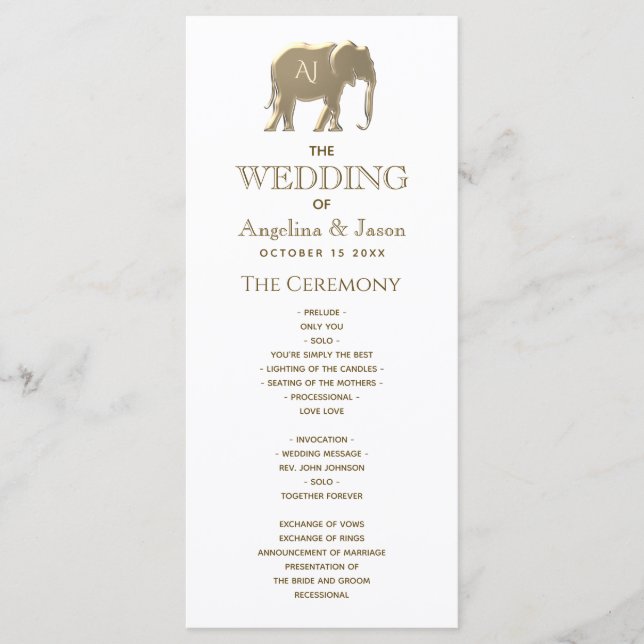 Simple Elegant Wedding Programme (Front)
