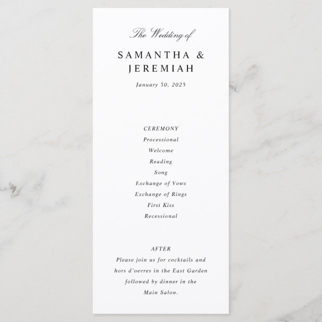 Simple Elegant Wedding Programme (Front)