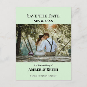 Simple Elegant Wedding Save The Date Green Announcement Postcard