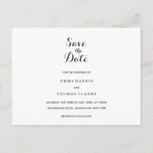 Simple Elegant Wedding Save The Date Post Announcement Postcard