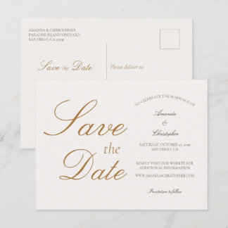 Simple Elegant Wedding Save the Date Postcard