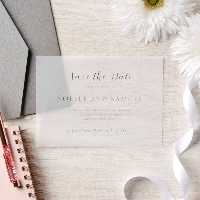 Simple Elegant Wedding Save the Date Vellum Invitations (Wedding)