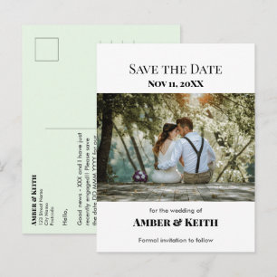 Simple Elegant Wedding Save The Date White Announcement Postcard