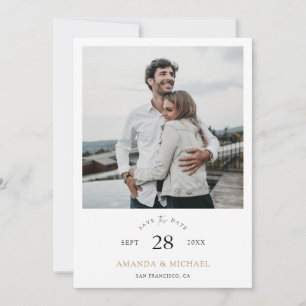 Simple Elegant Wedding Save the Date with Photo