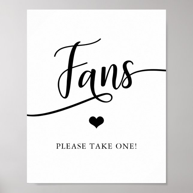 Simple Elegant Wedding Shower FANS Sign (Front)