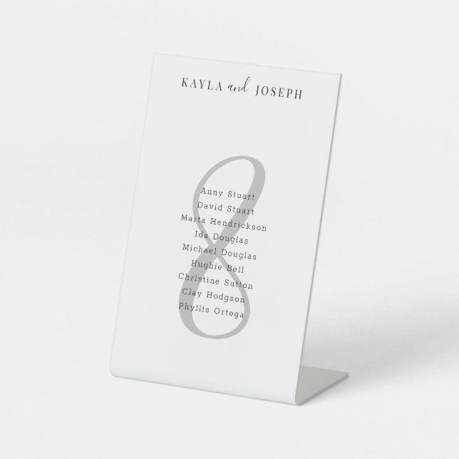 Simple Elegant Wedding Table Number 8 Pedestal Sign (Front)