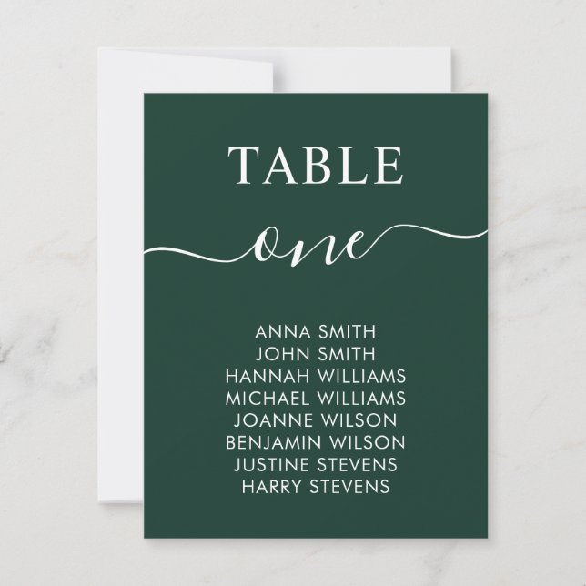 Simple Elegant Wedding Table Number Seating Chart (Front)