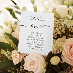 Simple Elegant Wedding Table Number Seating Chart
