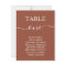 Simple Elegant Wedding Table Number Seating Chart