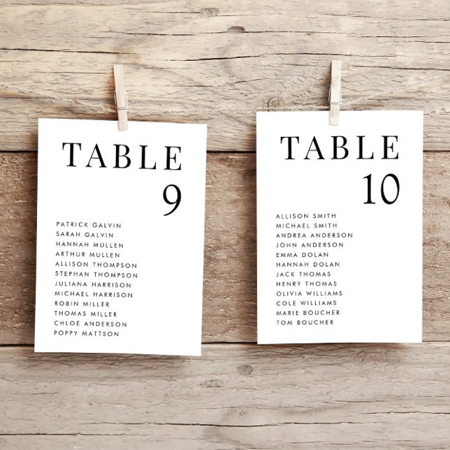 Simple Elegant Wedding Table Seating Chart Card (Creator Uploaded)
