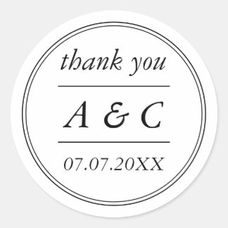 Simple Elegant Wedding Thank You Classic Round Sticker