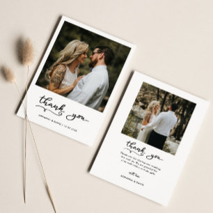 Simple Elegant Wedding Thank You Couple Photo Card