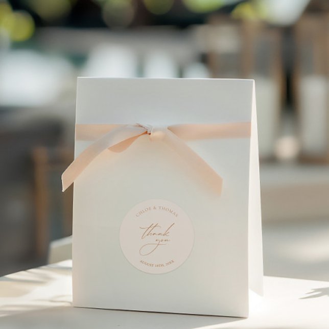 Simple Elegant Wedding Thank You Favour Classic Round Sticker (Elegant Pearl Wedding Thank You Classic Round Sticker)