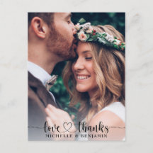 Simple Elegant Wedding Thank You Photo Postcard