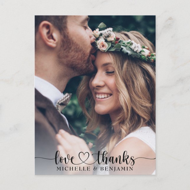 Simple Elegant Wedding Thank You Photo Postcard (Front)