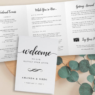 Simple Elegant Wedding Welcome Letter & Itinerary Tri-Fold Programme