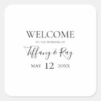 Simple Elegant Wedding Welcome Square Sticker