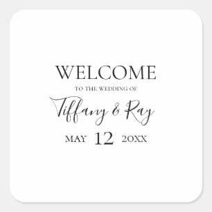 Simple Elegant Wedding Welcome Square Sticker