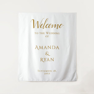 Simple Elegant Welcome Script Wedding Backdrop Tapestry