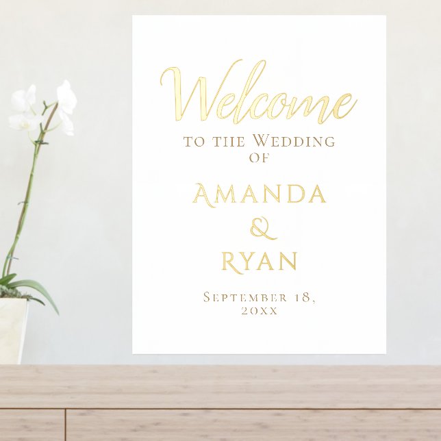 Simple Elegant Welcome Script Wedding Gold Foil Prints (In Situ (Entry Table))