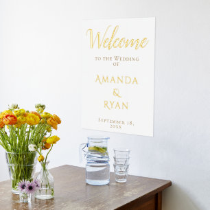 Simple Elegant Welcome Script Wedding Gold Foil Prints