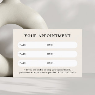Simple Elegant White Beige Beauty Salon Appointment Card