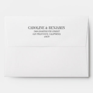 Simple Elegant White Black Wedding Return Address Envelope