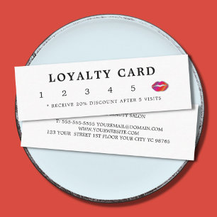 Simple Elegant White Colourful Lips Beauty Loyalty Card