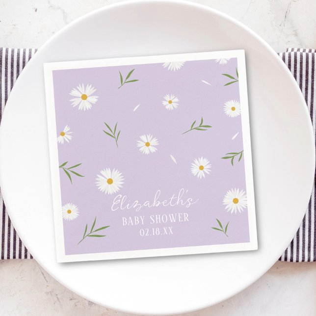 Simple Elegant White Daisies Baby Shower  Napkin (Creator Uploaded)