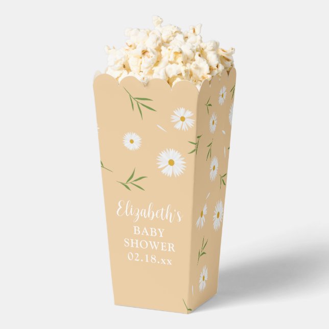 Simple Elegant White Daisies Summer Baby Shower Favour Box (Popped)
